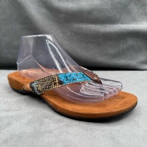 Vionic Peri Thong Sandals Women’s Size 8 Snake Print Blue Brown Comfort‎